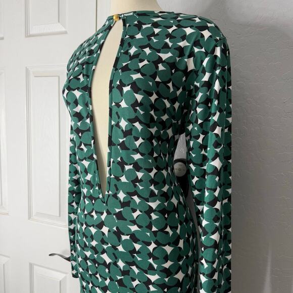 Zelie For She, Ramona Keyhole Long Sleeve Jersey Dress In Geo Green, 2XL - Picture 3 of 6